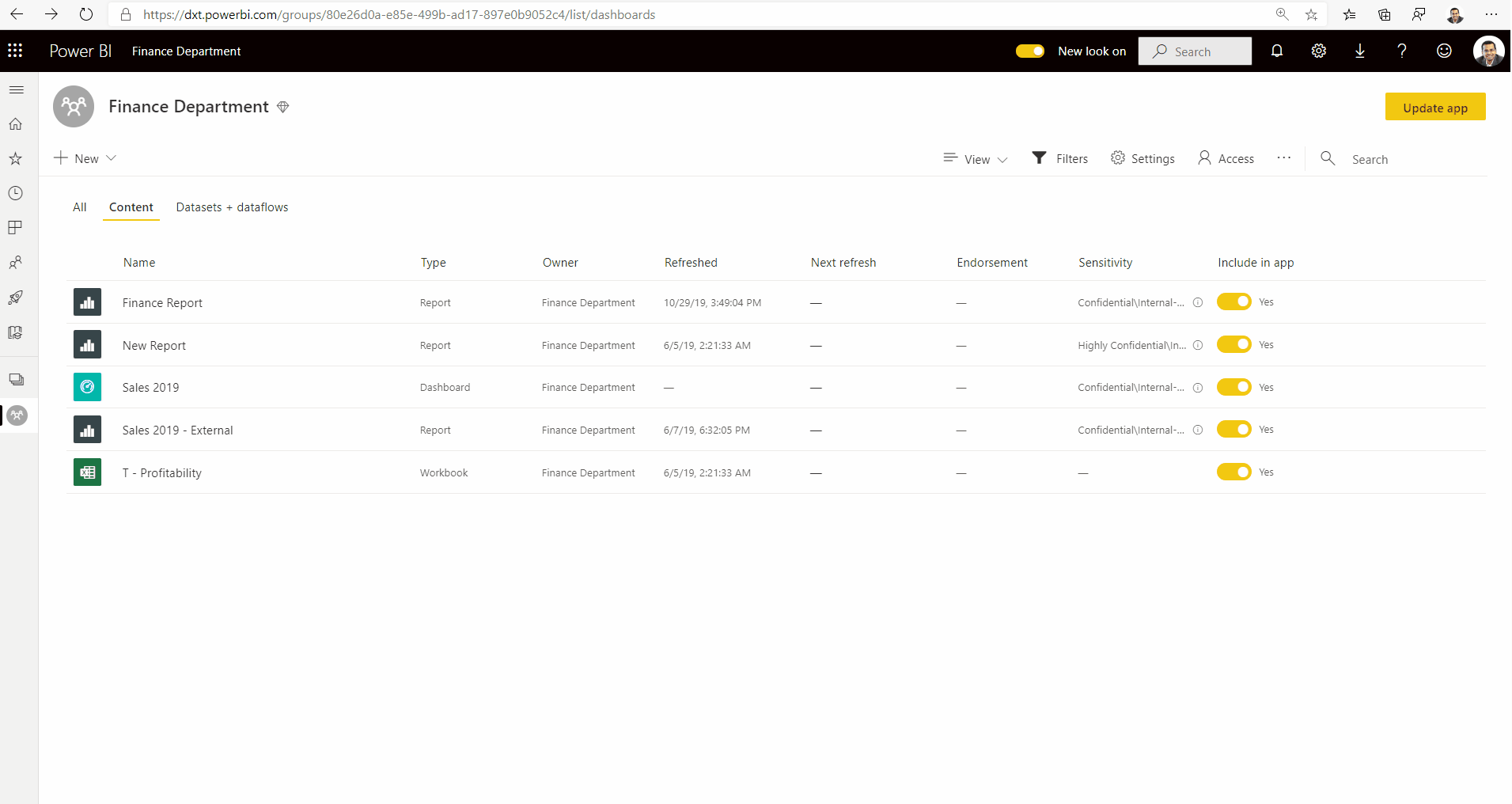 Screenshot of animated gif showing application and persistence of sensitivity labels.