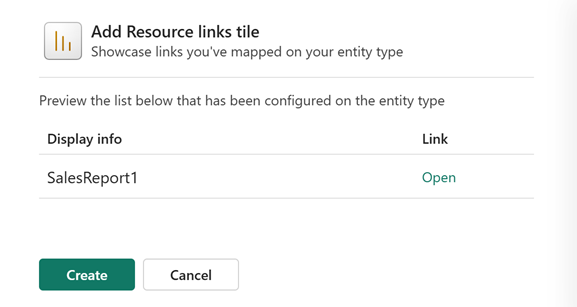 Screenshot of confirming the Resource links tile.