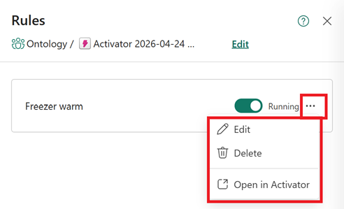 Screenshot of the options for a rule.