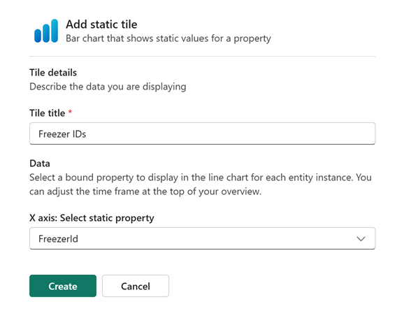 Screenshot of configuring a static property tile.