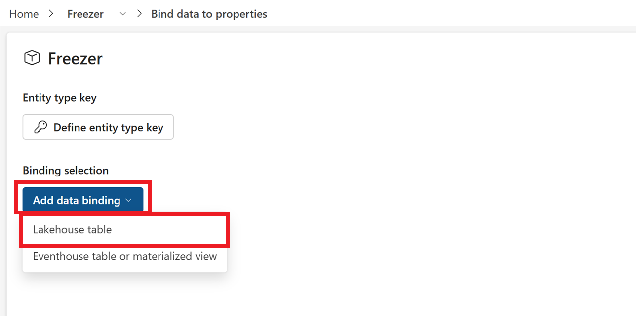 Screenshot of the data binding page and data source selection.