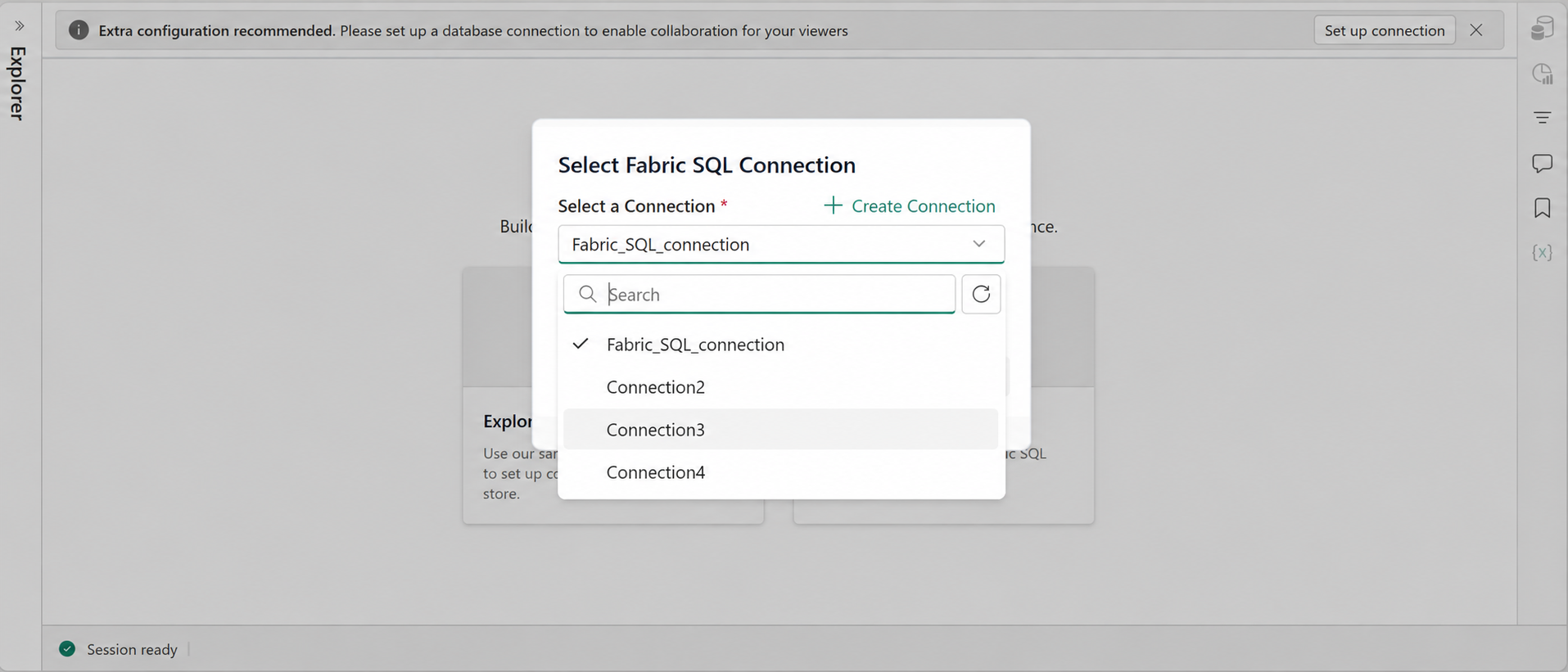 Screenshot of selecting the SQL connection.