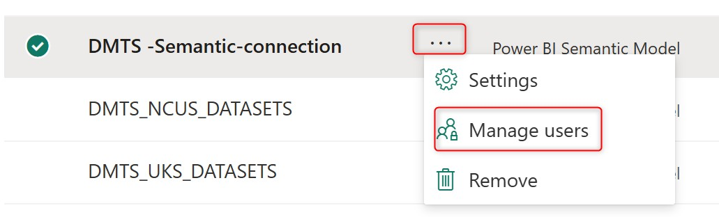 Screenshot of opening the connection for managing users.