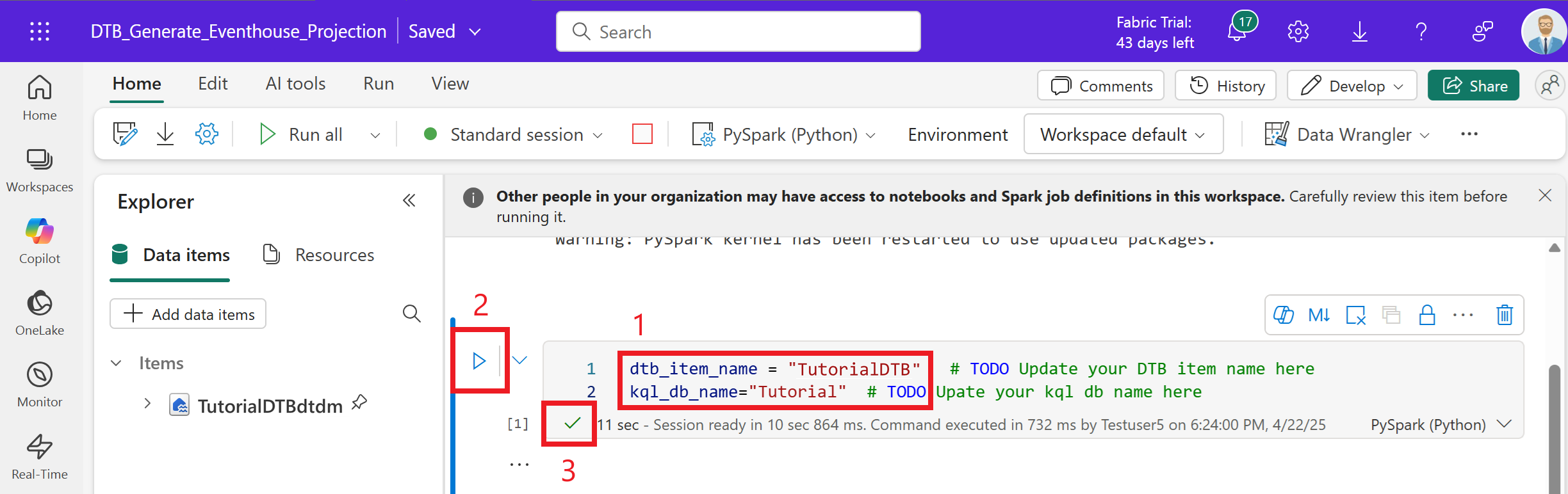 Screenshot of running the second code block.