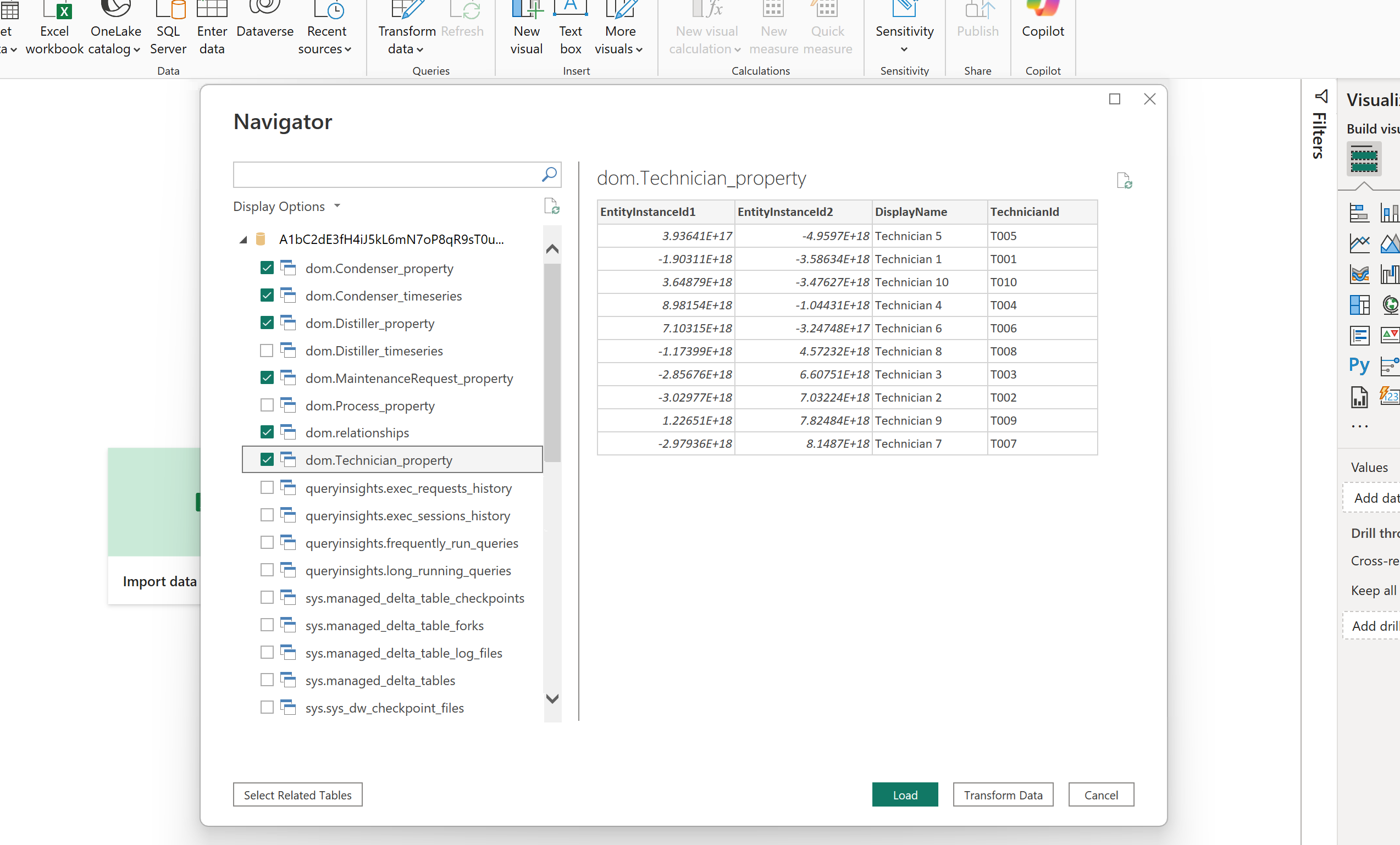 Screenshot of selecting the properties in the Navigator.