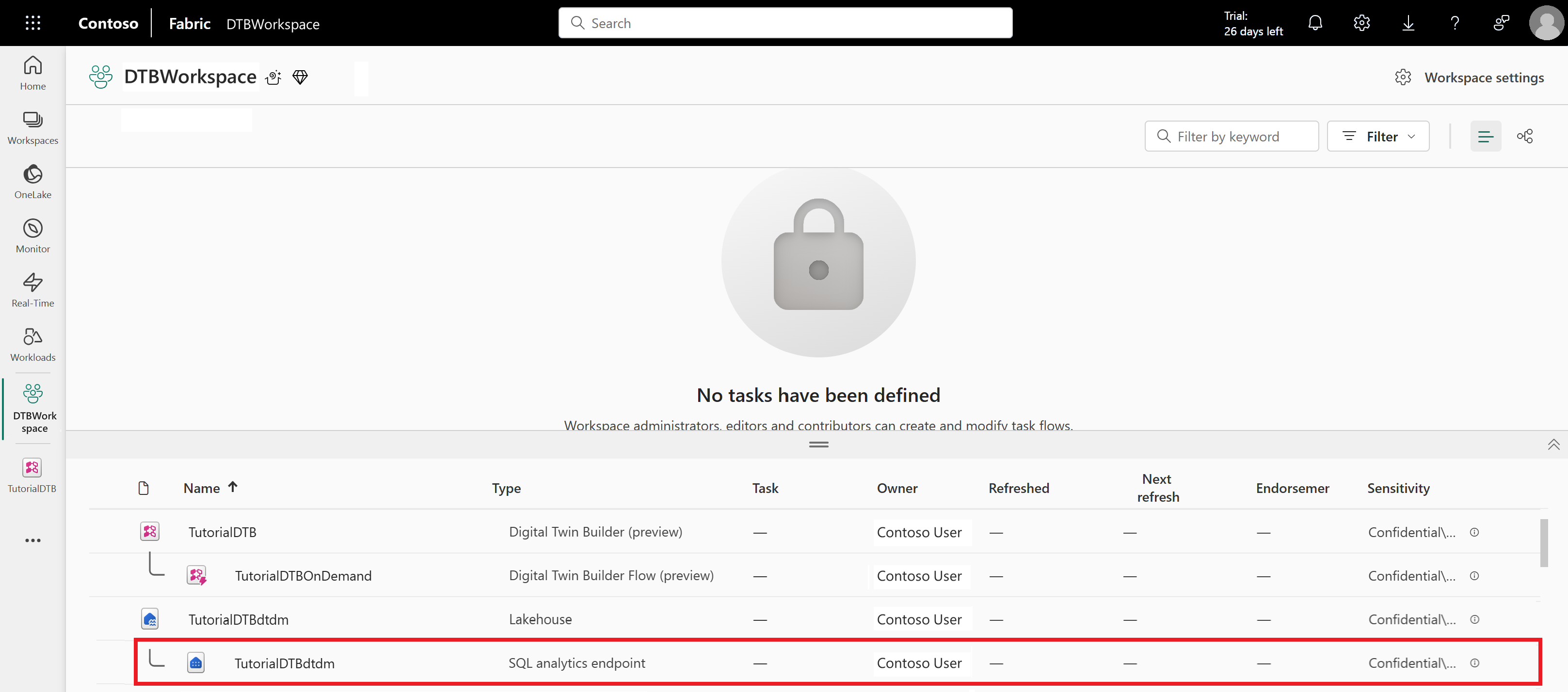 Screenshot of selecting the SQL endpoint.