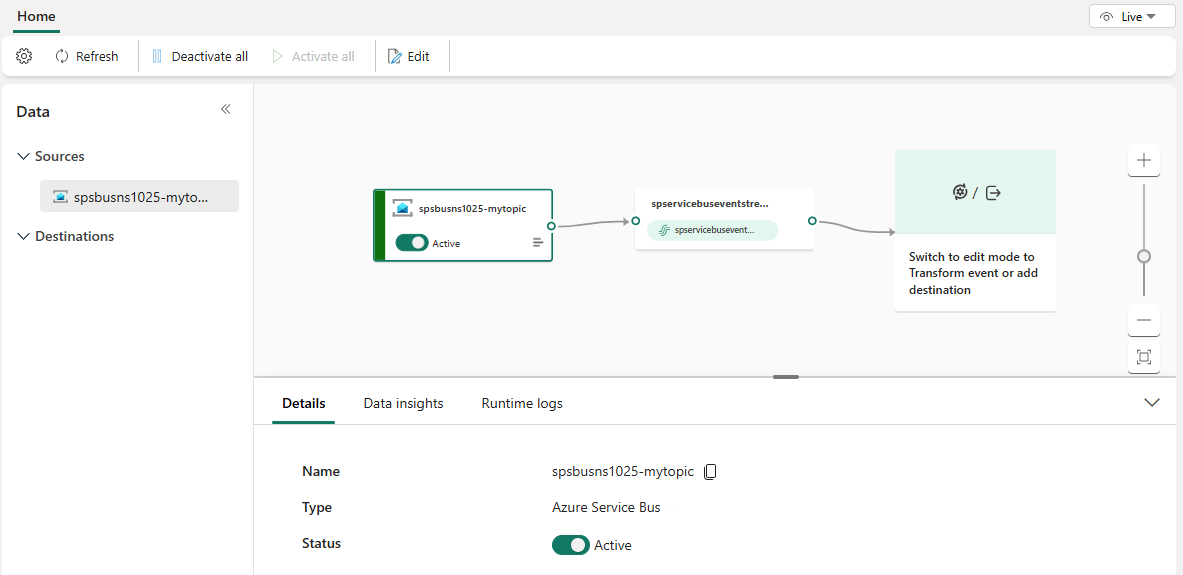 Screenshot that shows the editor in the live view.