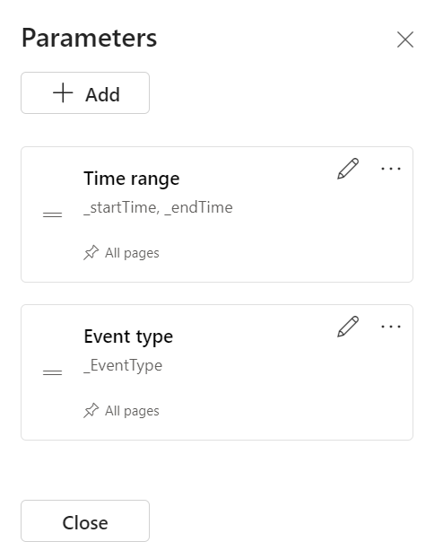 Screenshot of sample parameter cards.