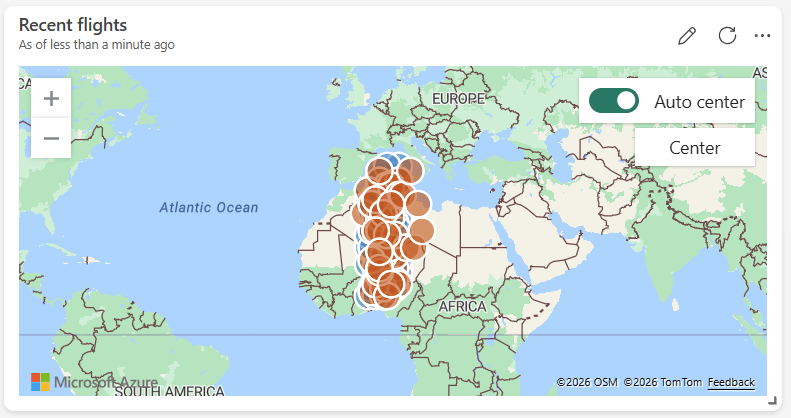 Screenshot of a map visual.