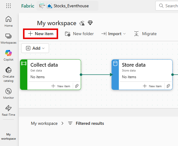 Screenshot of adding a new KQL queryset from workspace homepage.