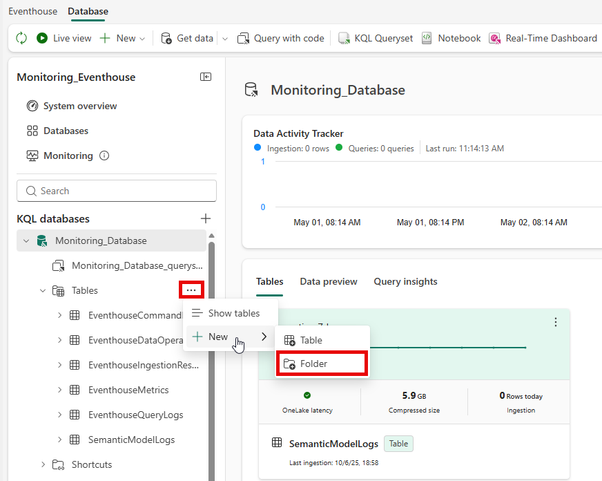 Screenshot of creating a folder.