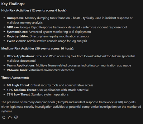 Screenshot of the VS Code Copilot agent displaying a summary of user-executed commands.