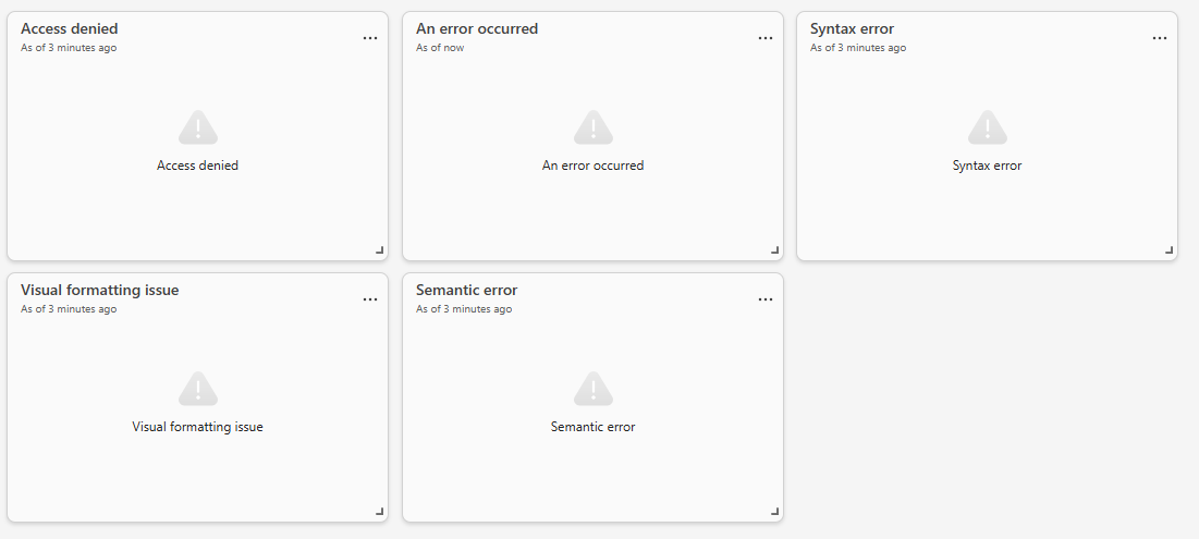 Screenshot of different visual error types examples.