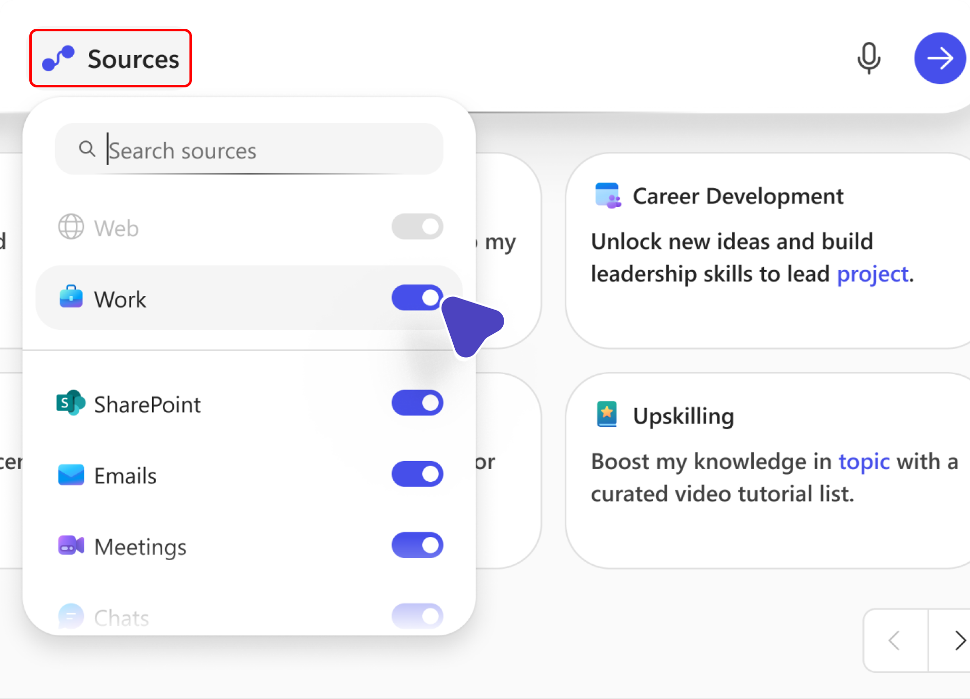 Screenshot showing the Work option.