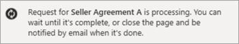 Screenshot of the notification that the request is processing.
