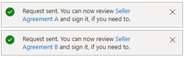 Screenshot of notifications showing that two requests have been sent.