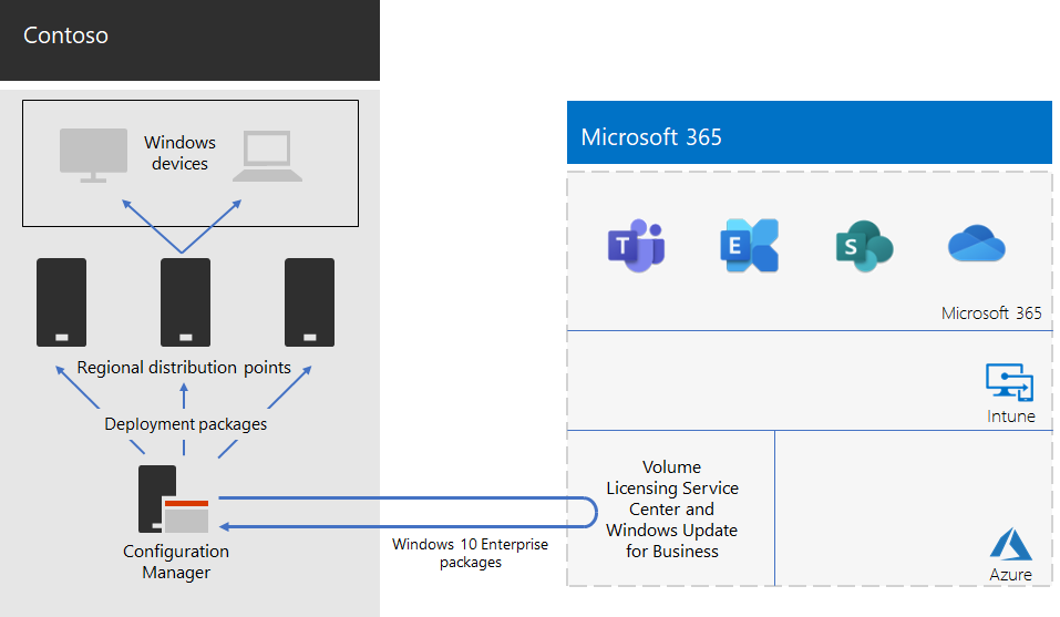 Contoso's Windows 11 Enterprise deployment infrastructure.