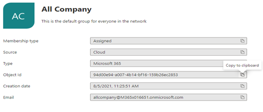 getting the source group object ID.