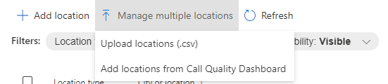 Screenshot of the Manage multiple locations menu.