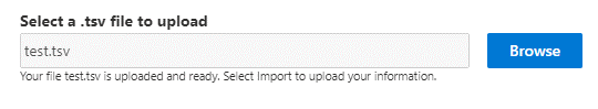 Screenshot shows the selecting of a .tsc file to upload.
