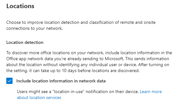 Screenshot of the Enable location.