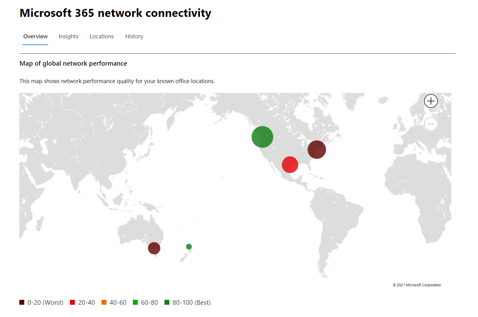 Screenshot of the Network insights overview map.