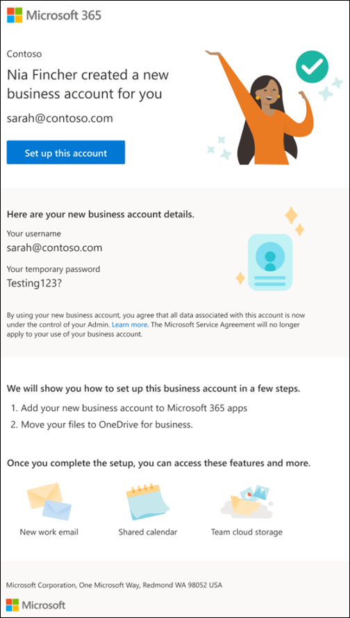 Screenshot: Accept email invite for new business email account.