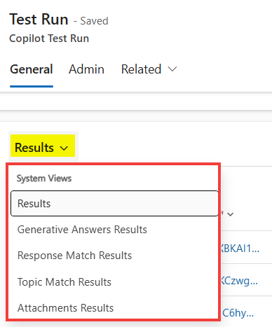 Screenshot of the System View options available for Results.