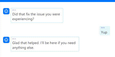 Screenshot of an agent asking if the user's issue was addressed.