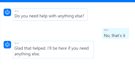 Screenshot of an agent asking if there's anything else it can help with.