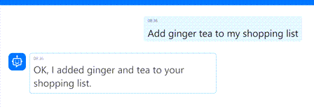 Screenshot of the user asking the agent to add ginger tea to their shopping list, but the agent incorrectly adds ginger and tea instead.