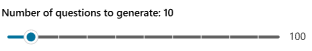 Screenshot showing the slider to select how many questions to generate.