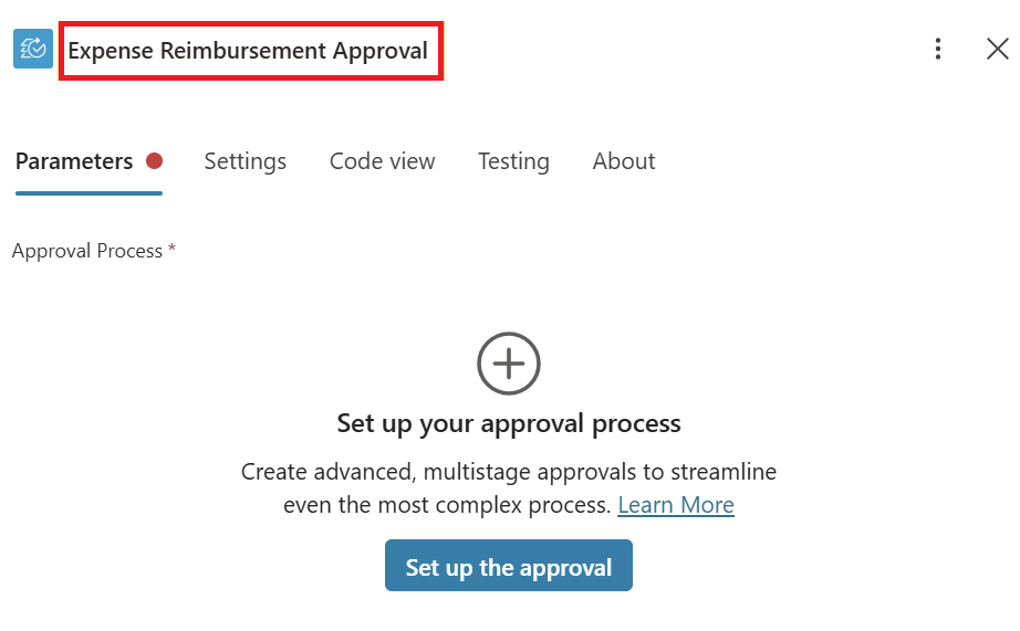 Screenshot of the left pane in the flow designer with the approval renamed.
