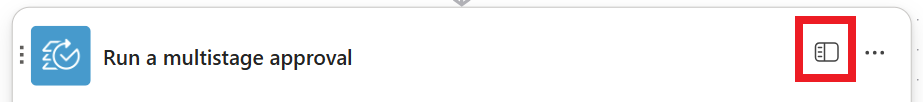 Screenshot of the inline designer showing the button to open the left pane for renaming the approval action.