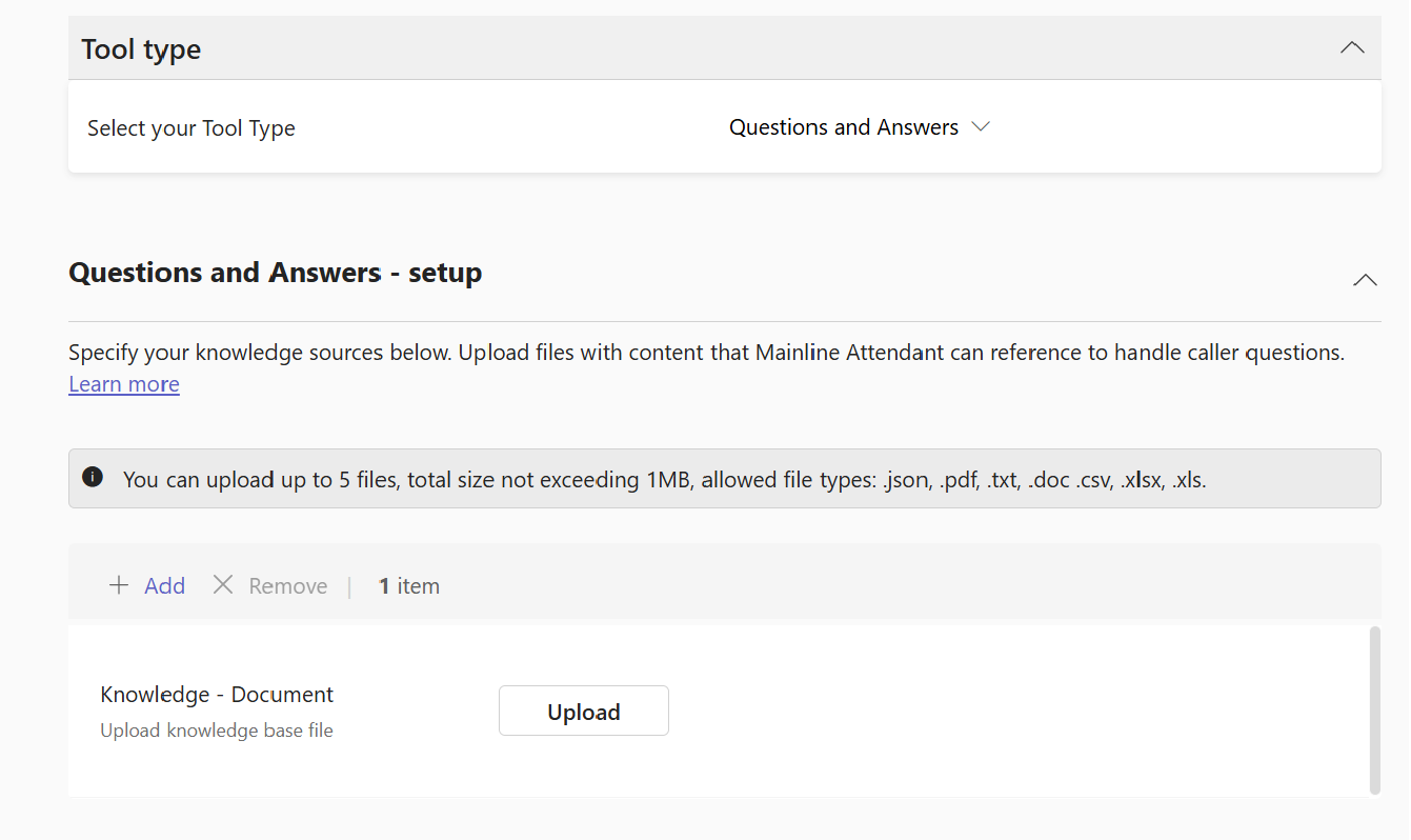 Screenshot showing the Questions and Answers tool when selecting a document.