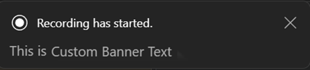Screenshot of an example of custom banner text on Teams desktop.