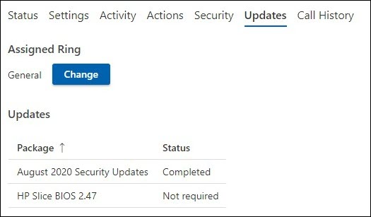 Screenshot of relevant updates and changes