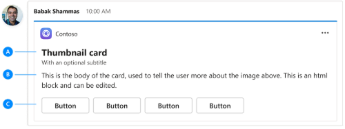 The screenshot shows the anatomy of an Adaptive Card.