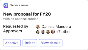 Example shows an Adaptive Card people card on mobile.