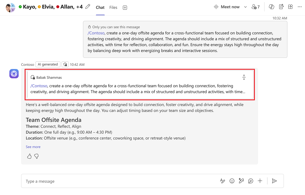 Image shows the prompt preview for public agent-to-user response.