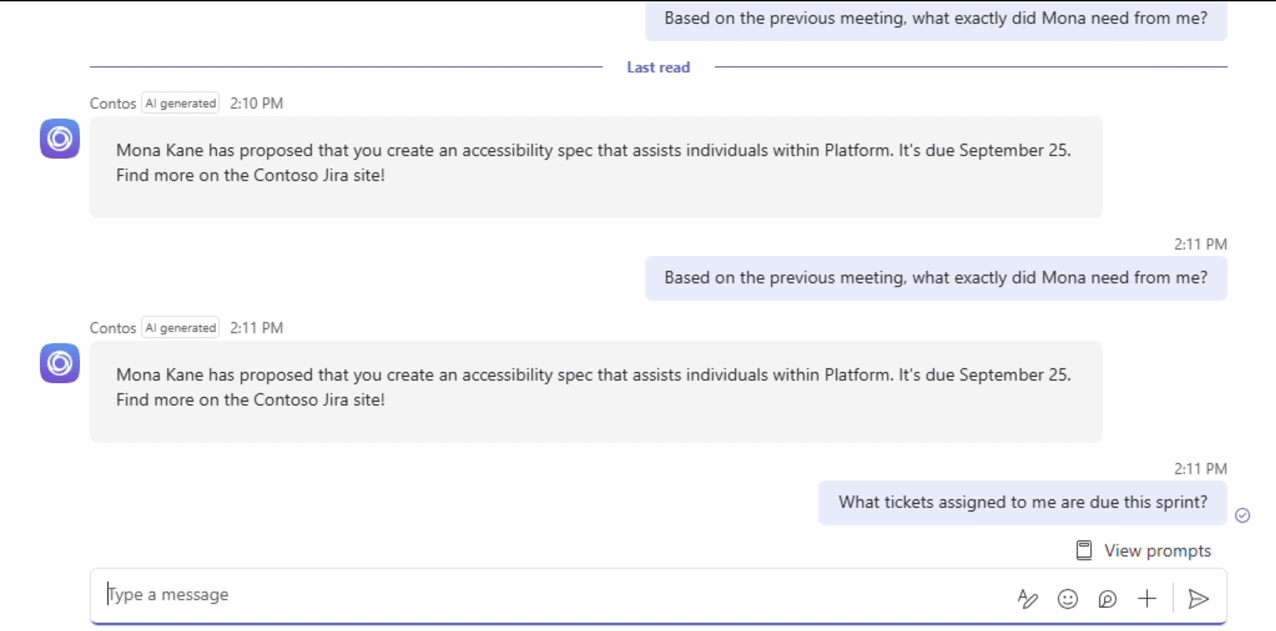Animated screen capture depicting an agent's thinking indicator status updates, followed by message content being streamed as it is generated