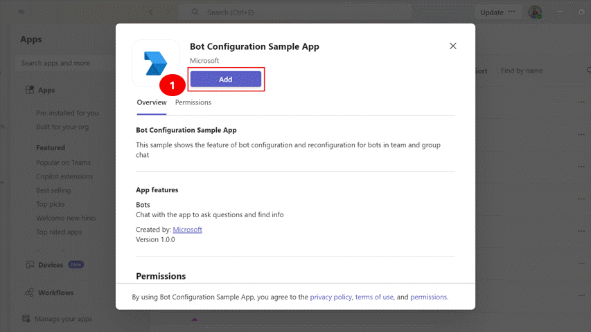 Graphical representation that shows adding an agent to a group chat and configuring the agent settings during installation.