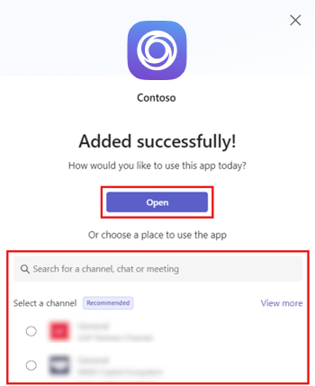 Screenshot of the scope selection dialog to select the required scope to use the app.