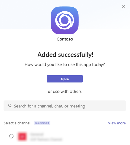 Screenshot of the scope selection dialog with the options to open the app in personal or shared scopes.