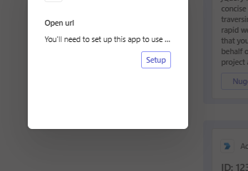 The screenshot shows the configuration response for message extension.