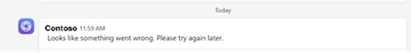 Screenshot shows you the error message response in agent conversation.