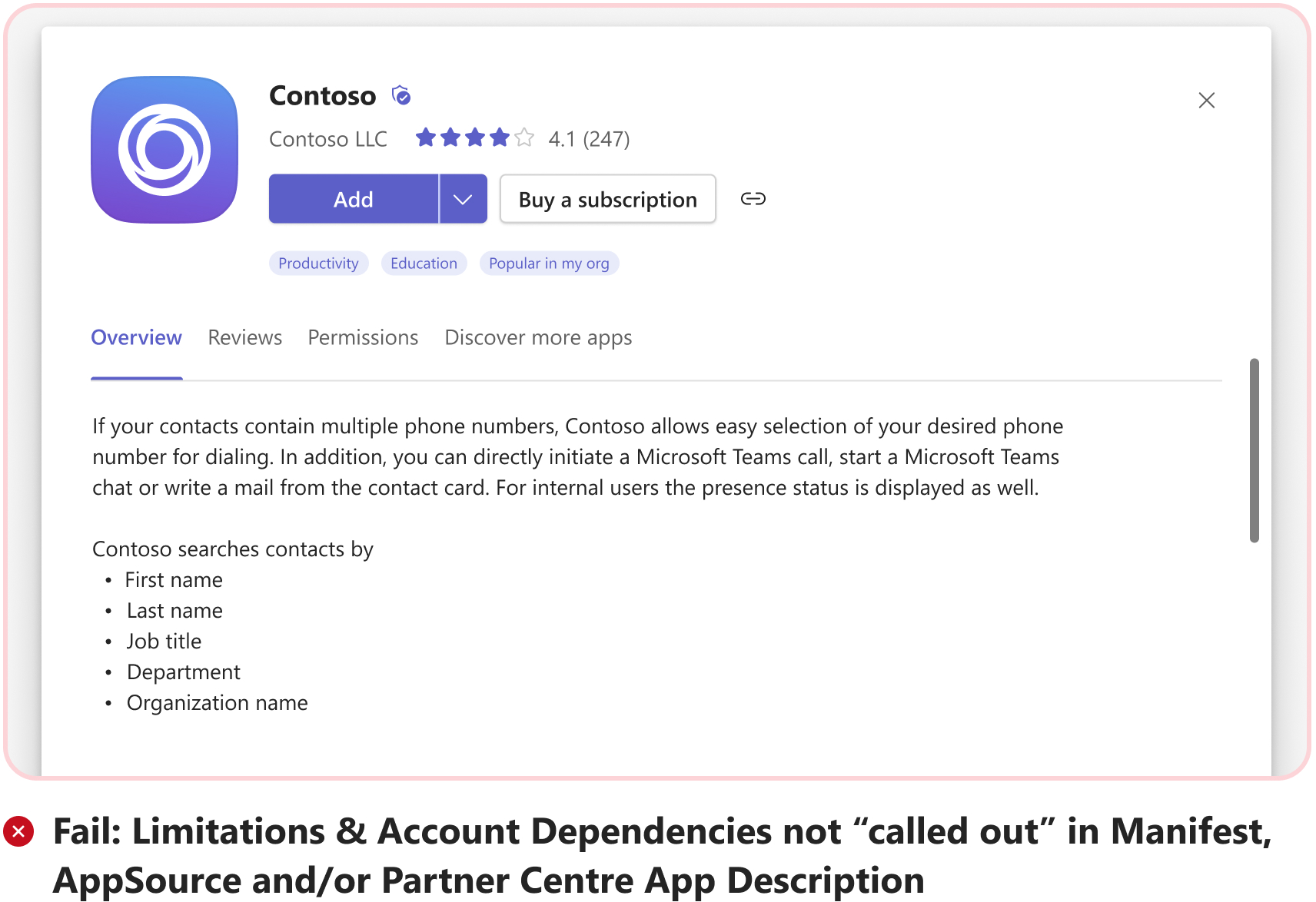 Graphic shows an example of limitations not called out in app descriptions.