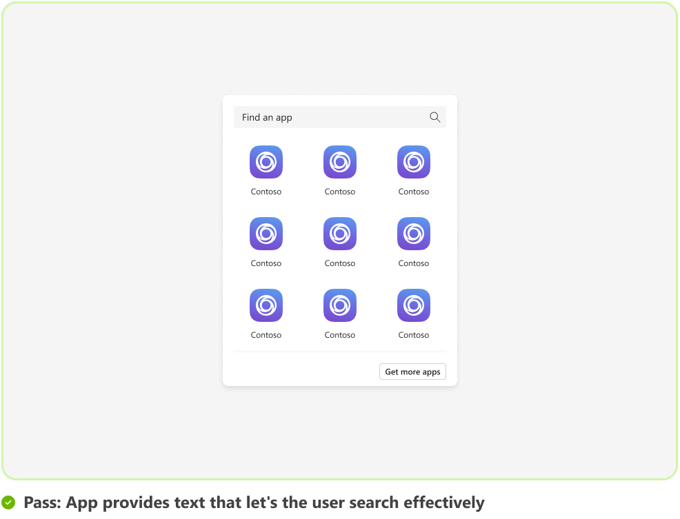 Graphic shows an example of a message extension with help text for users to search effectively.