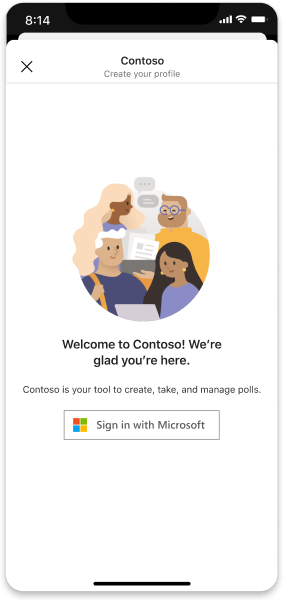 Example sign-in experience in a dialog on mobile.