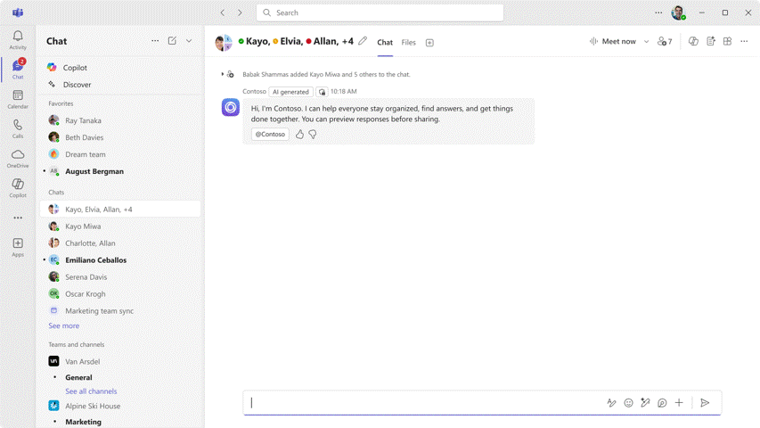 This video shows how a slash command works within a Teams agent or app.